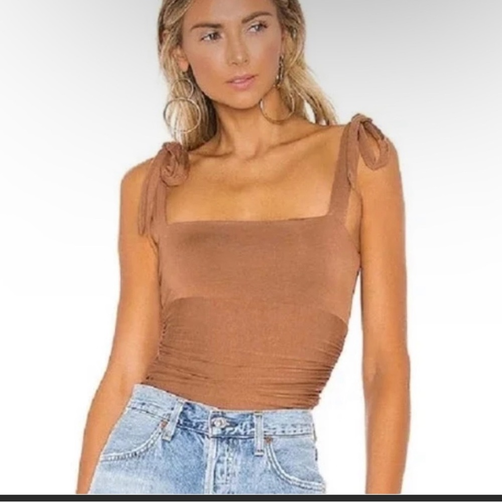 Majorelle Tie Cleo Bodysuit in Brown Spice